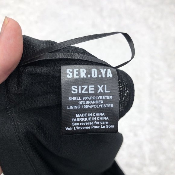 Ser.O.Ya Seroya Athletic Pleated Shorts Size XL Solid Black Logo NWT - Picture 5 of 11